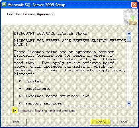 instalace SQL Server krok 1